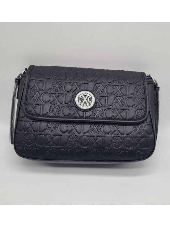 CXL by Christian Lacroix Handbags - CXL by Christian Lacroix Clara Embossed Black Logo Shoulder Bag